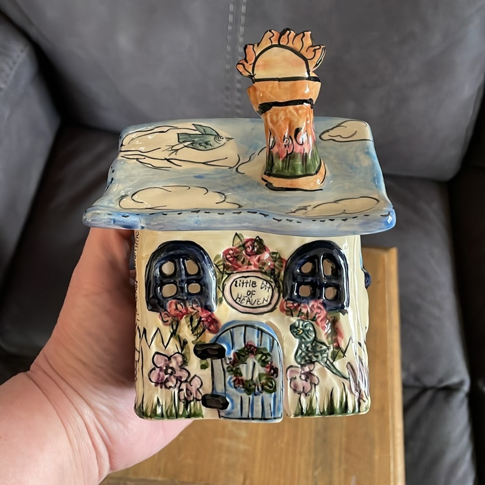 🌎Blue Sky Clayworks Tea Light House Heather Goldminc Little Bit of Heaven 2001 - Picture 4 of 16